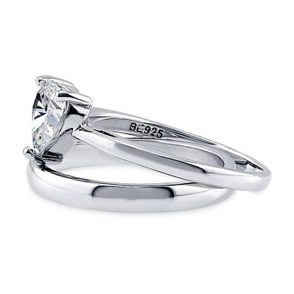 Solitaire Heart 1.1ct Heart CZ Ring Set in Sterling Silver
