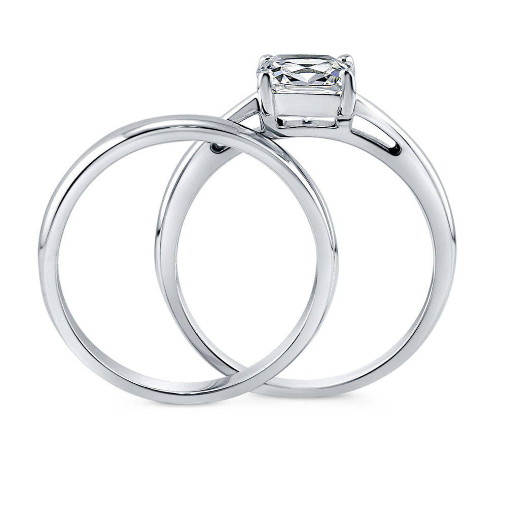 Solitaire 1.5ct Cushion CZ Ring Set in Sterling Silver
