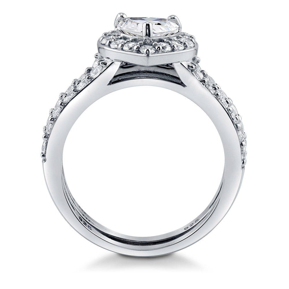 Alternate view of Halo Heart Heart CZ Insert Ring Set in Sterling Silver, 8 of 9