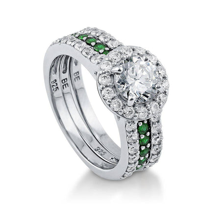 Halo CZ Insert Ring Set in Sterling Silver