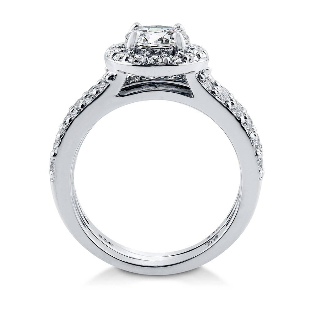 Alternate view of Halo Round CZ Insert Ring Set in Sterling Silver