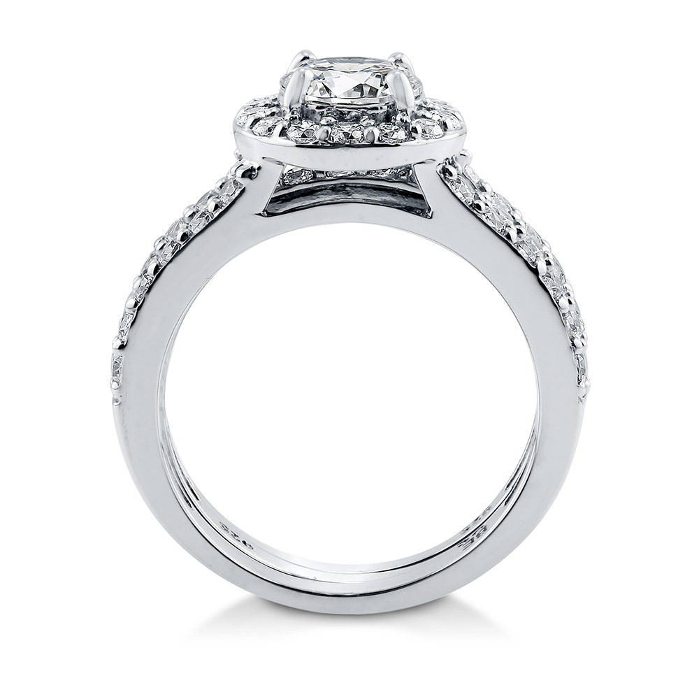 Alternate view of Halo Round CZ Insert Ring Set in Sterling Silver, 7 of 8