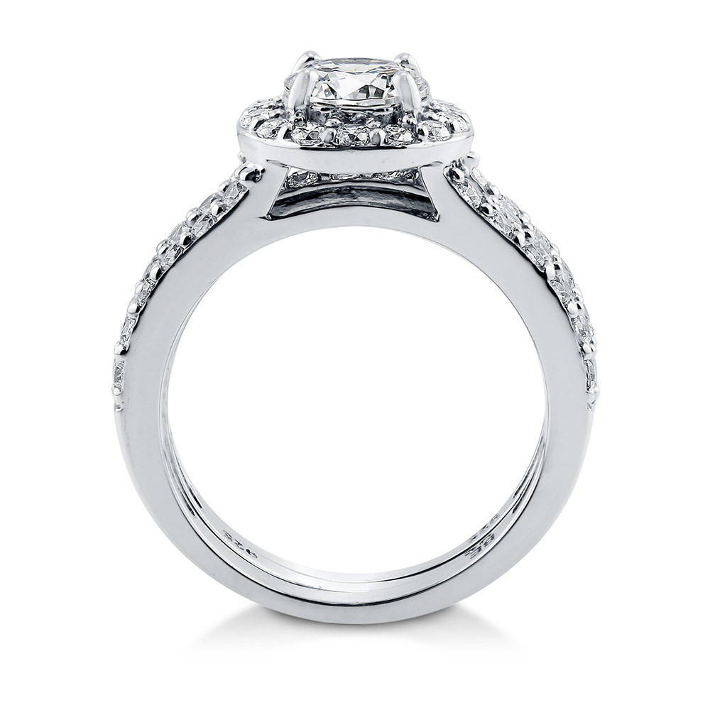 Alternate view of Halo CZ Insert Ring Set in Sterling Silver, 7 of 8