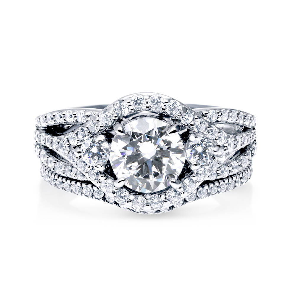 3-Stone Round CZ Ring Set in Sterling Silver, 1 of 15