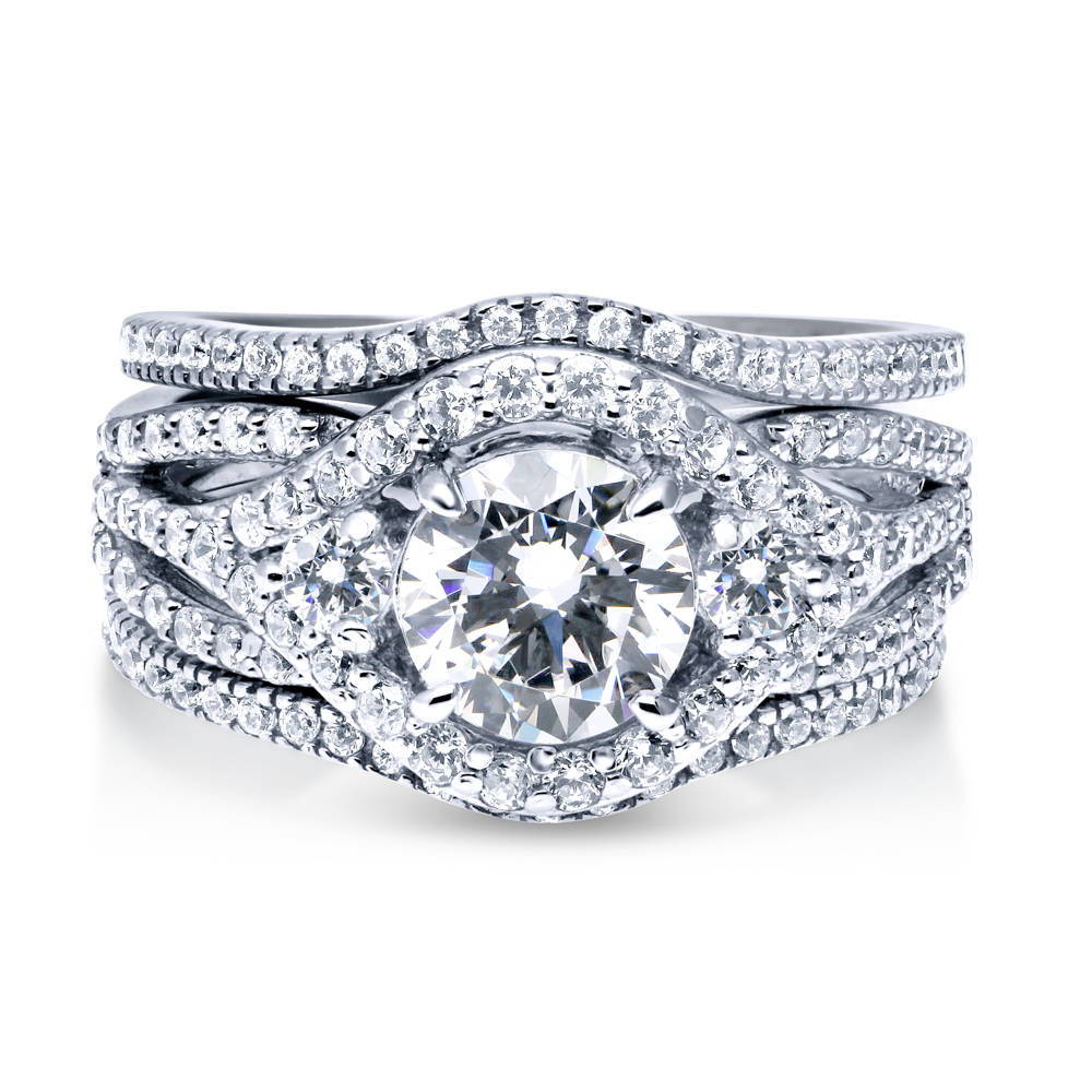 3-Stone Round CZ Ring Set in Sterling Silver, 1 of 18