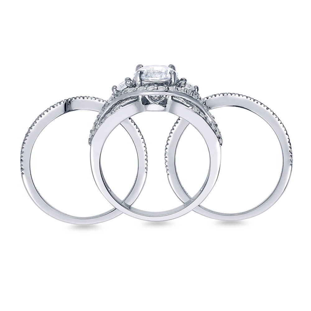 Alternate view of 3-Stone Round CZ Ring Set in Sterling Silver, 6 of 16