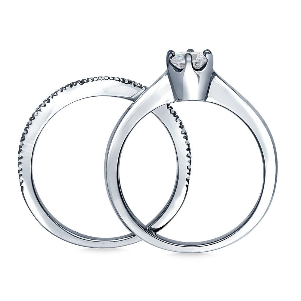 Alternate view of Solitaire 0.45ct Round CZ Ring Set in Sterling Silver, 7 of 10