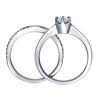 Solitaire Wishbone 0.45ct CZ Ring Set in Sterling Silver