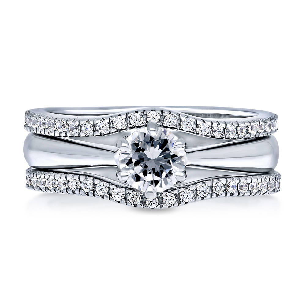 Solitaire Wishbone 0.45ct CZ Ring Set in Sterling Silver, 1 of 13