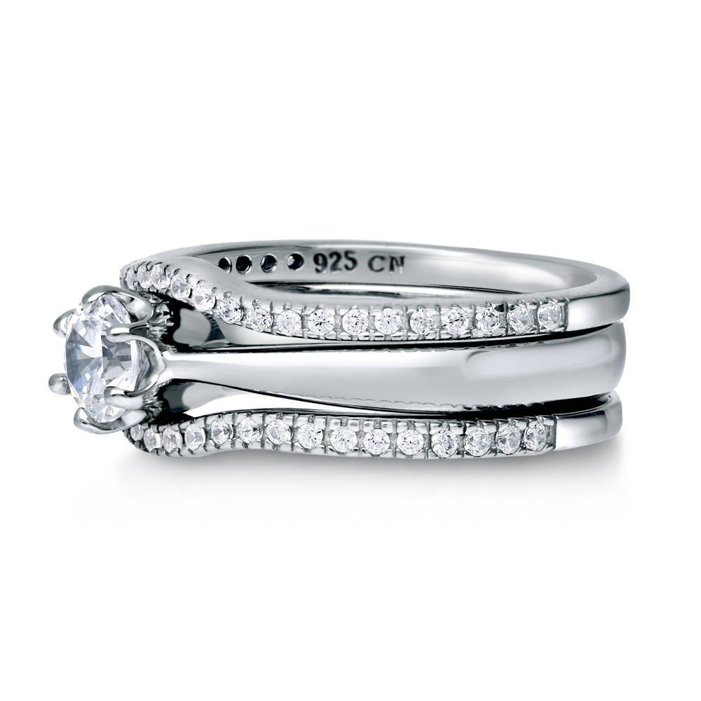 Angle view of Solitaire Wishbone 0.45ct CZ Ring Set in Sterling Silver, 5 of 13