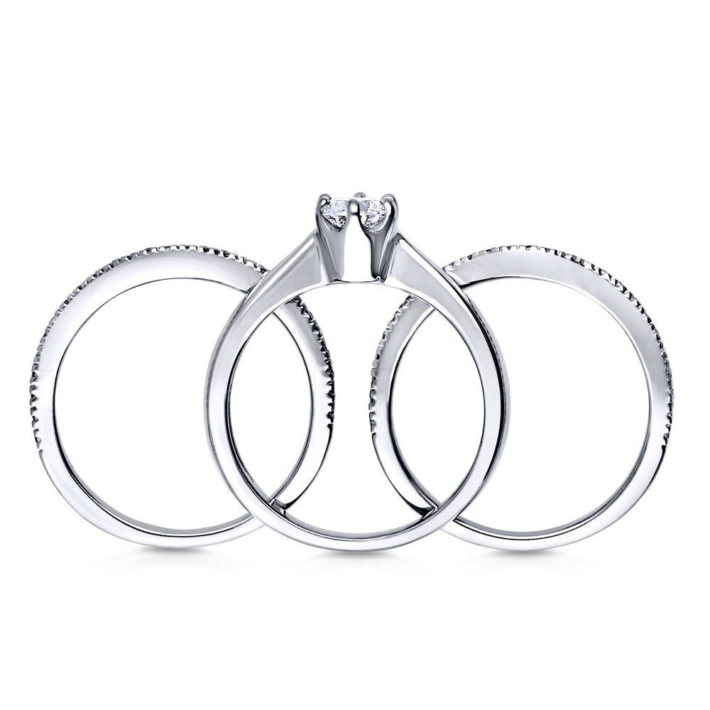 Alternate view of Solitaire Wishbone 0.45ct CZ Ring Set in Sterling Silver, 7 of 13