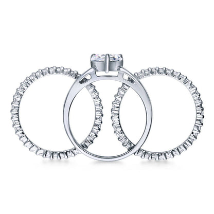 Solitaire Heart 1.1ct Heart CZ Ring Set in Sterling Silver