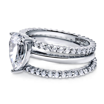 Solitaire 1.8ct Pear CZ Ring Set in Sterling Silver