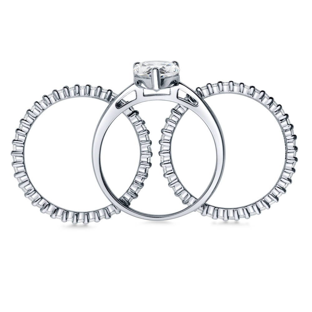 Alternate view of Solitaire 1.8ct Pear CZ Ring Set in Sterling Silver, 8 of 17