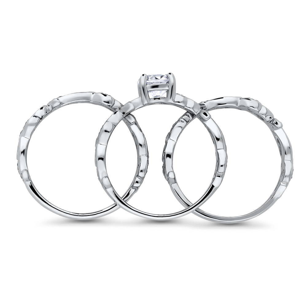 Alternate view of Solitaire Leaf Filigree 0.8ct CZ Ring Set in Sterling Silver, 8 of 11
