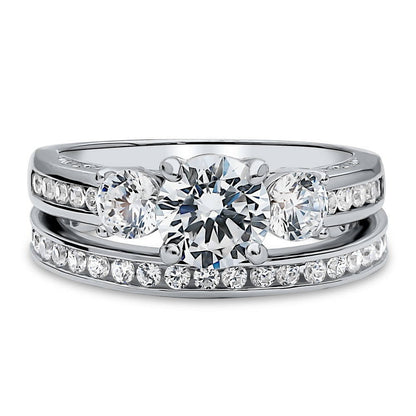 3-Stone 1ct CZ Ring Set in Sterling Silver
