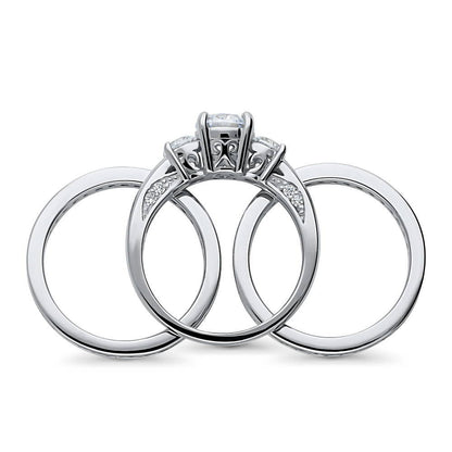 3-Stone 1ct CZ Ring Set in Sterling Silver