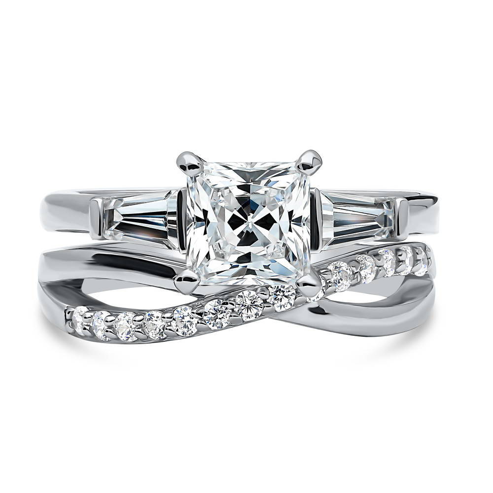Criss Cross Infinity CZ Ring Set in Sterling Silver