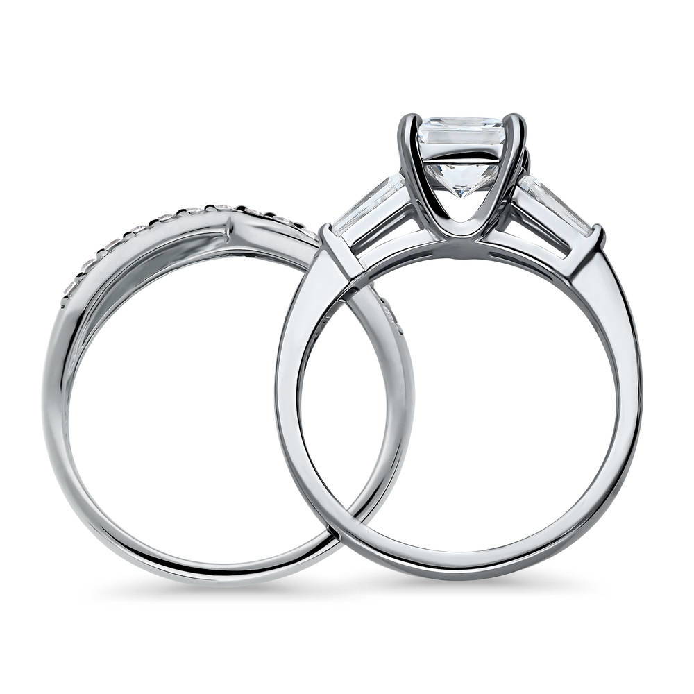 Alternate view of Criss Cross Infinity CZ Ring Set in Sterling Silver