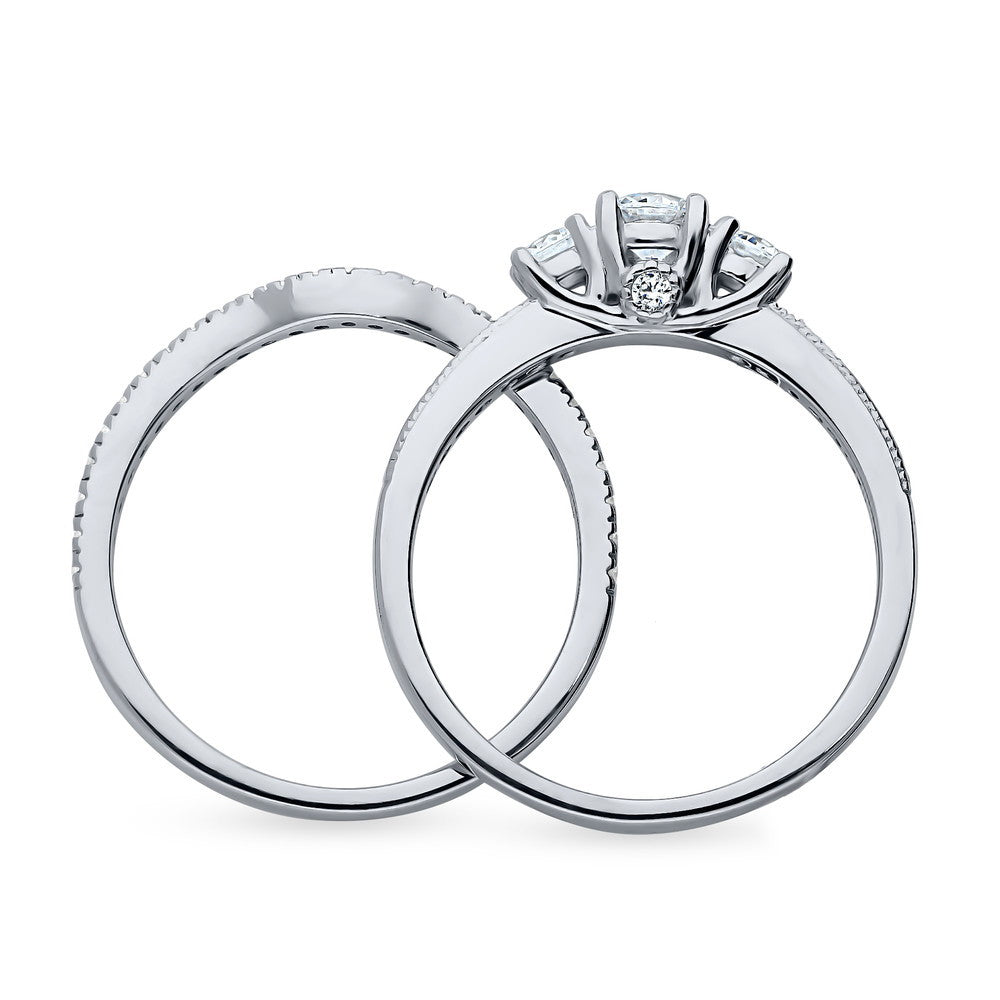 Alternate view of 3-Stone Wishbone 0.25ct CZ Ring Set in Sterling Silver, 8 of 12
