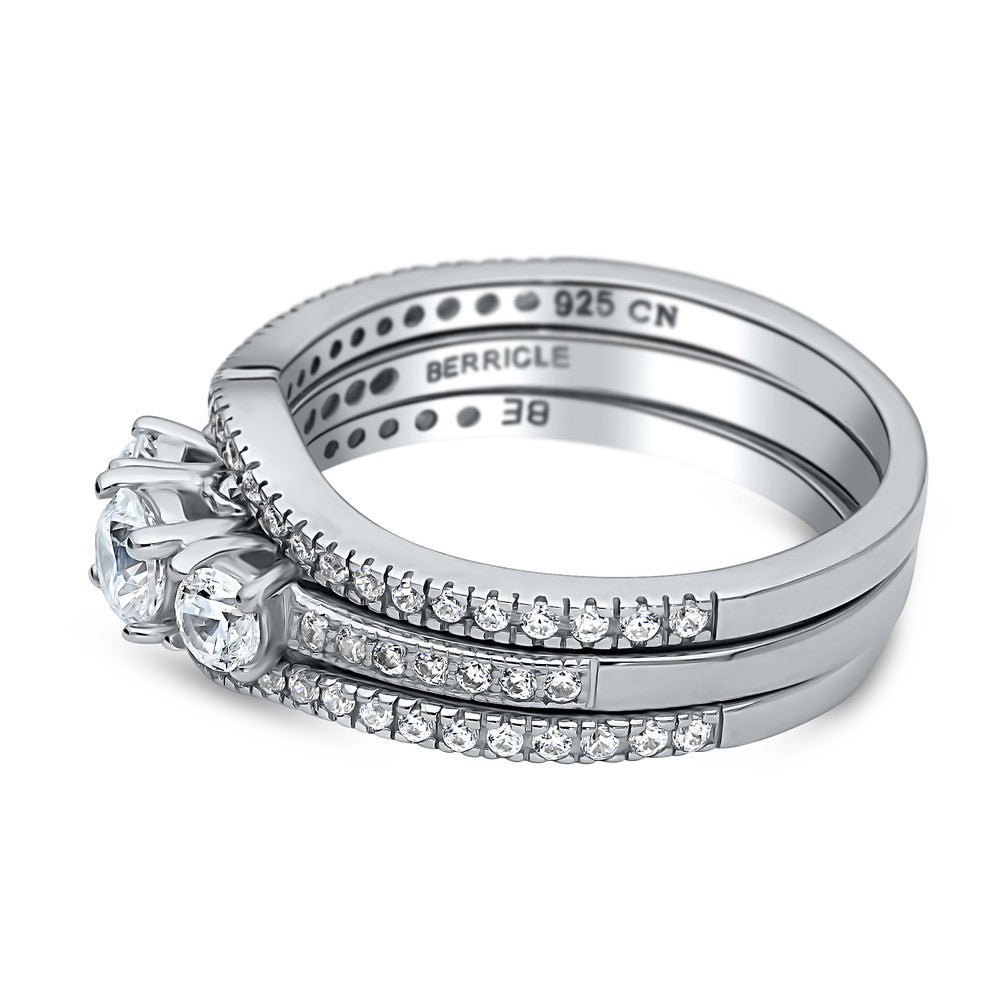 3-Stone Wishbone 0.25ct CZ Ring Set in Sterling Silver