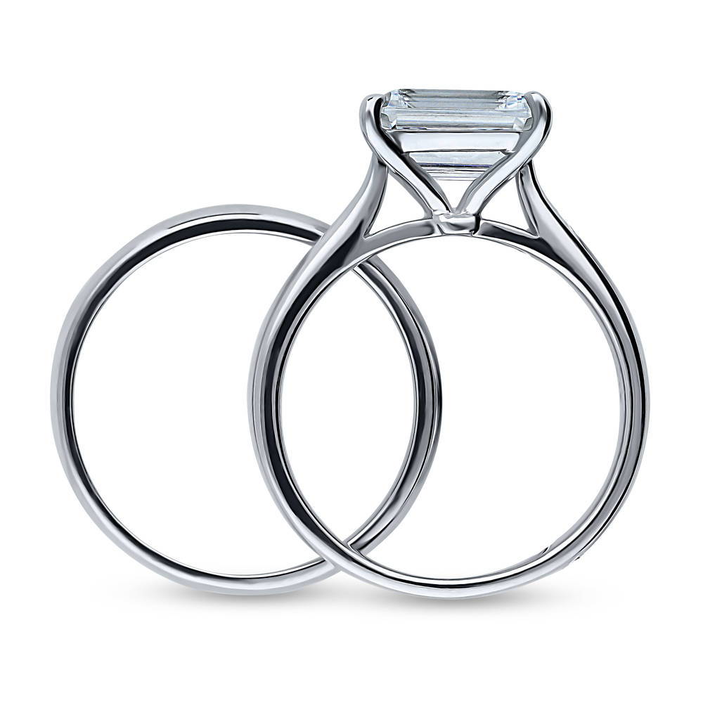 Alternate view of East-West Solitaire CZ Ring Set in Sterling Silver, 7 of 12