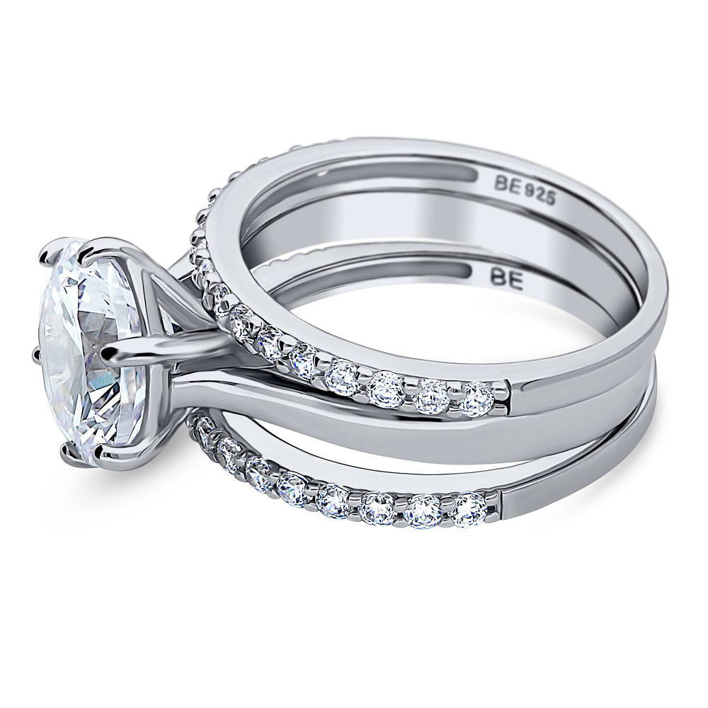 Solitaire 3.8ct Round CZ Ring Set in Sterling Silver