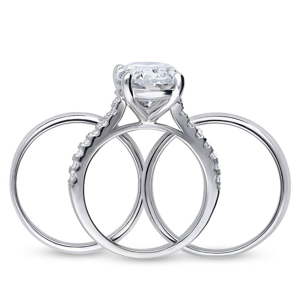 Alternate view of Solitaire 5.5ct Oval CZ Ring Set in Sterling Silver, 8 of 13