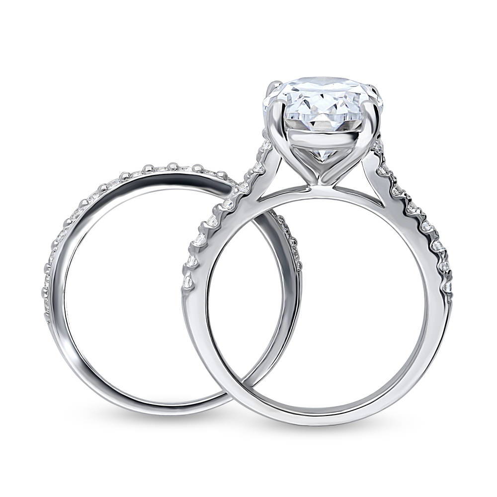 Alternate view of Solitaire 5.5ct Oval CZ Ring Set in Sterling Silver, 8 of 15