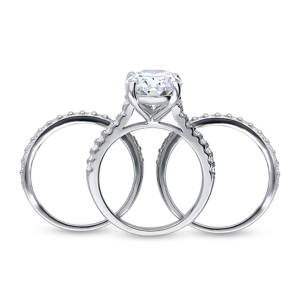 Solitaire 5.5ct Oval CZ Ring Set in Sterling Silver