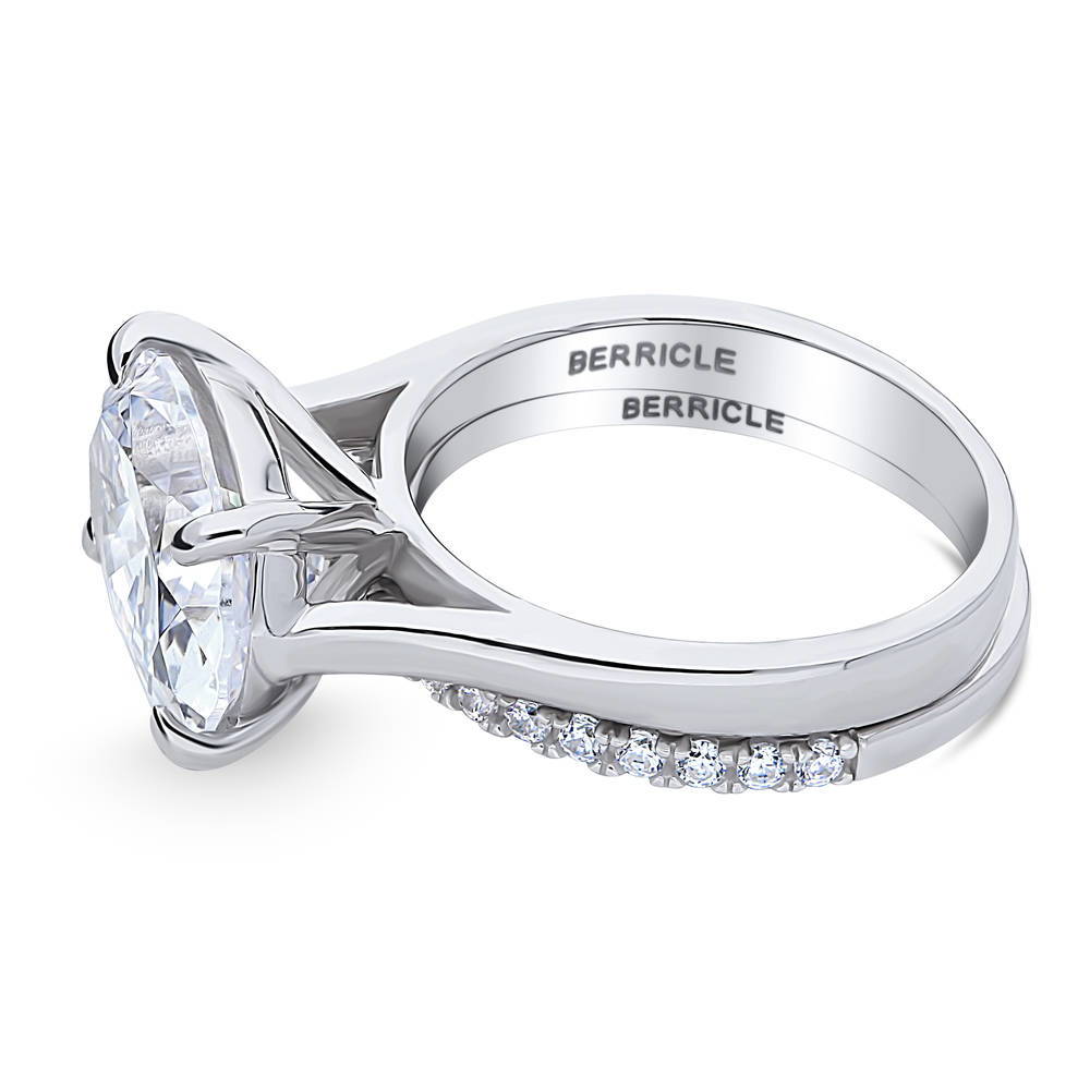 Angle view of East-West Solitaire CZ Ring Set in Sterling Silver, 4 of 13