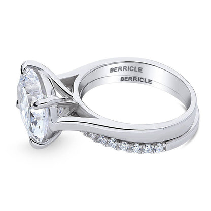 Solitaire East-West 5.5ct Oval CZ Ring Set in Sterling Silver