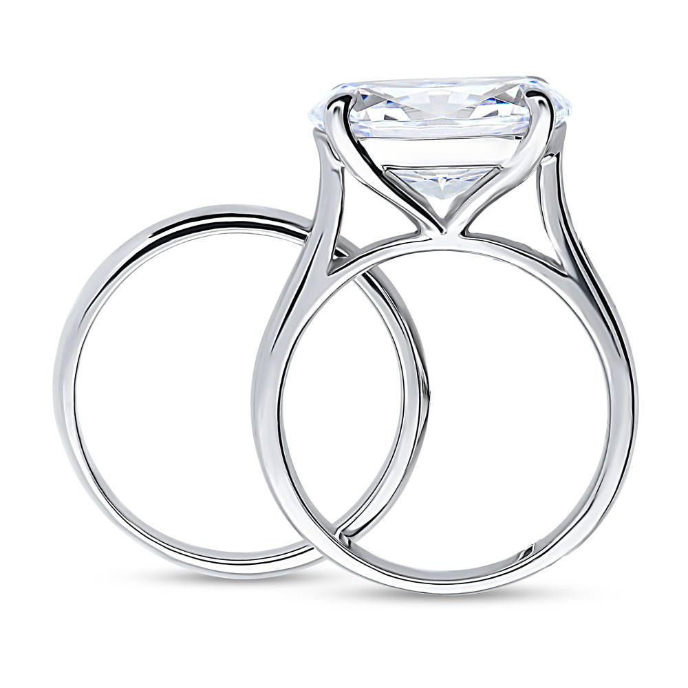 Alternate view of East-West Solitaire CZ Ring Set in Sterling Silver, 8 of 12
