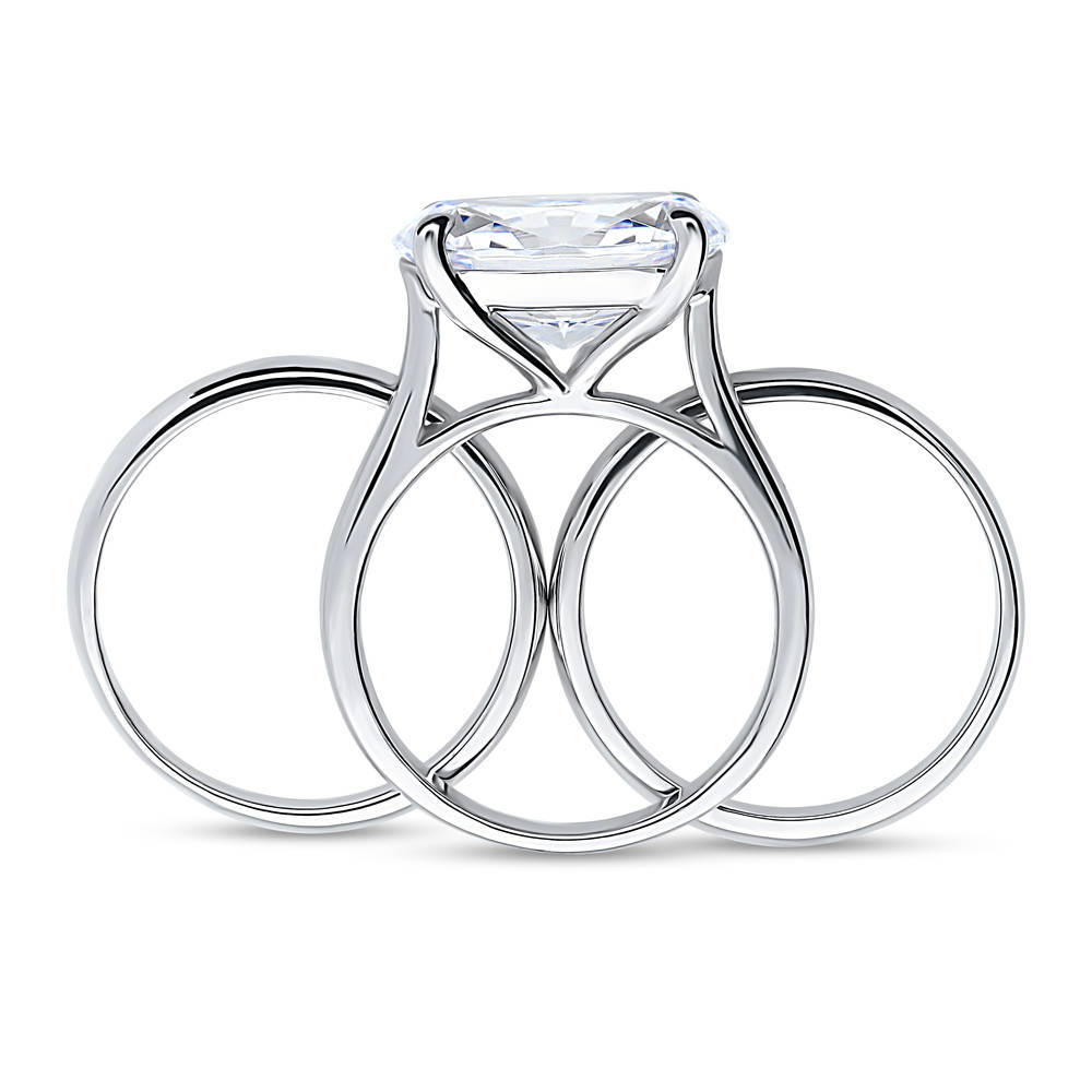 Alternate view of East-West Solitaire CZ Ring Set in Sterling Silver, 8 of 11