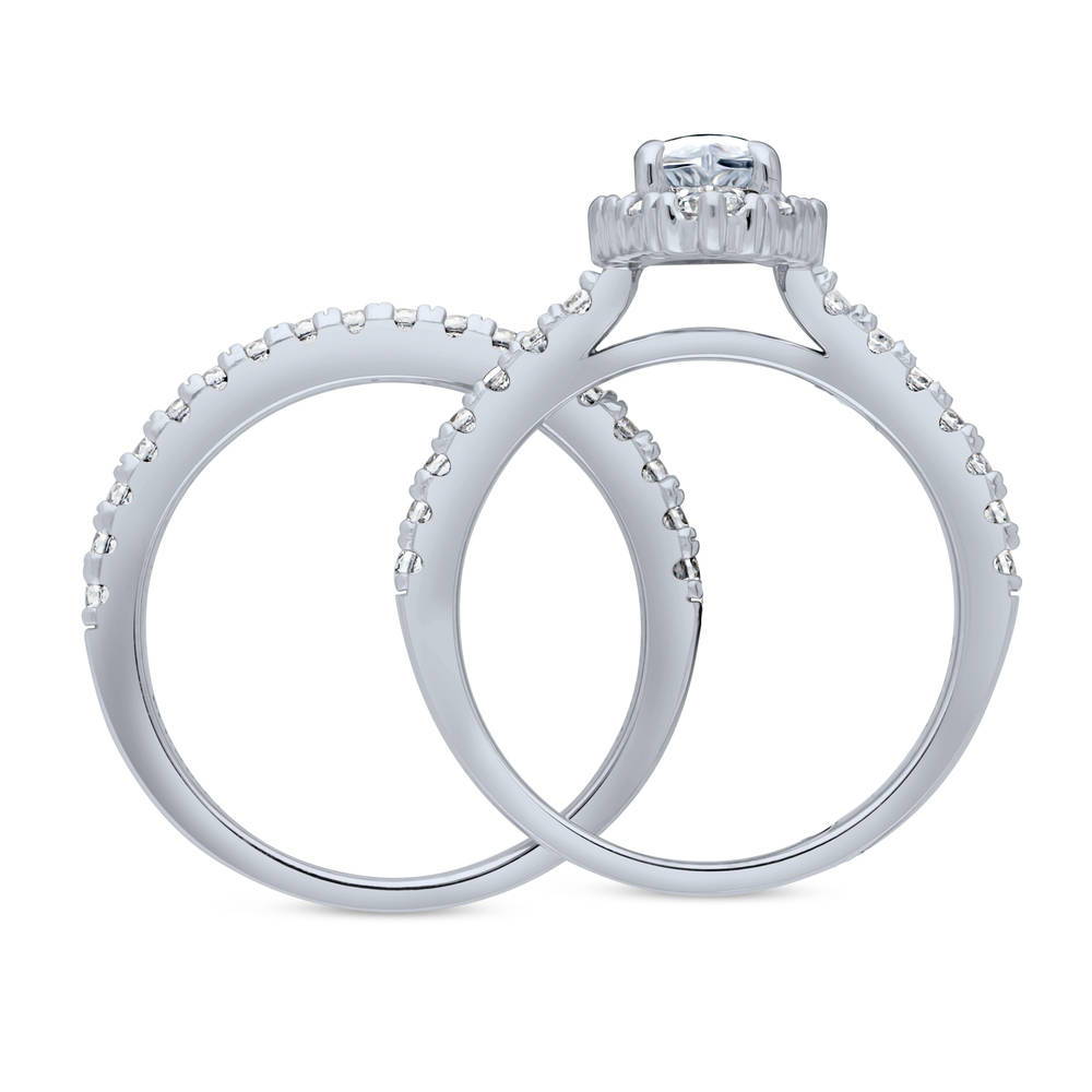 Halo Marquise CZ Ring Set in Sterling Silver