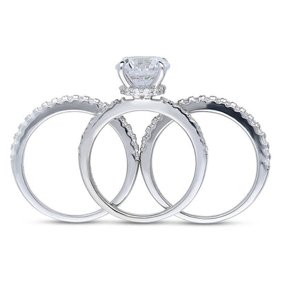 Solitaire Hidden Halo 2.7ct CZ Ring Set in Sterling Silver