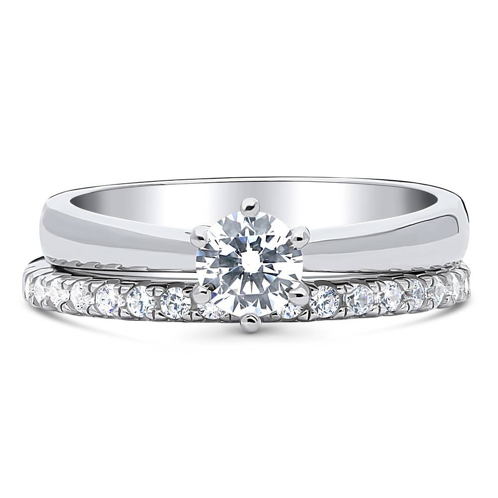 Solitaire 0.45ct Round CZ Ring Set in Sterling Silver, 1 of 18