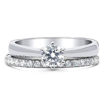 Solitaire 0.45ct CZ Ring Set in Sterling Silver