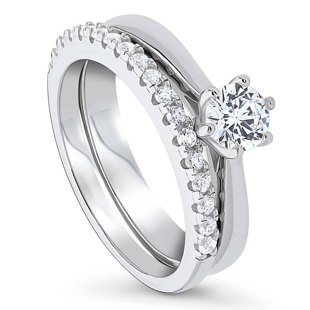 Front view of Solitaire 0.45ct CZ Ring Set in Sterling Silver, 4 of 18