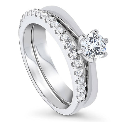 Solitaire 0.45ct CZ Ring Set in Sterling Silver