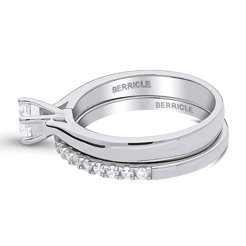 Angle view of Solitaire 0.45ct Round CZ Ring Set in Sterling Silver, 4 of 17