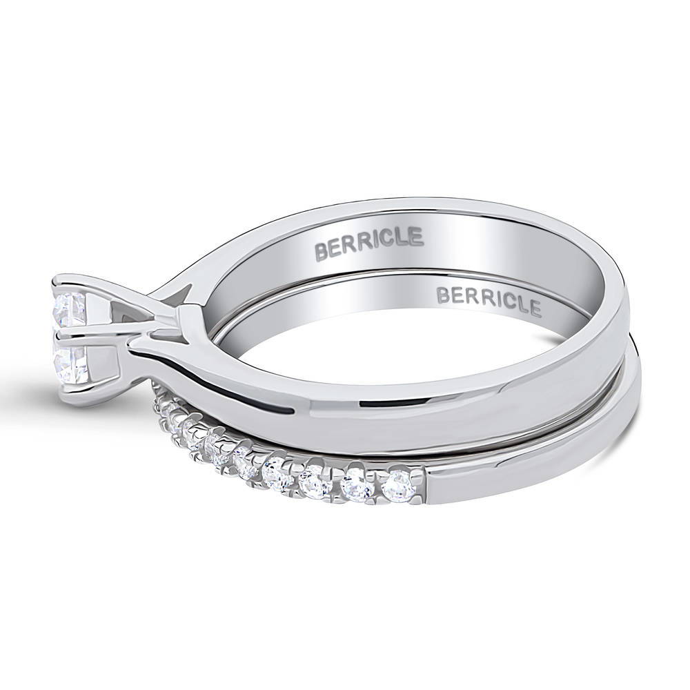 Angle view of Solitaire 0.45ct CZ Ring Set in Sterling Silver, 5 of 18