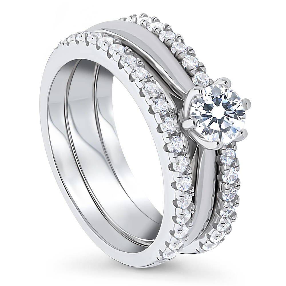Front view of Solitaire 0.45ct CZ Ring Set in Sterling Silver, 4 of 17