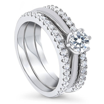 Solitaire 0.45ct CZ Ring Set in Sterling Silver