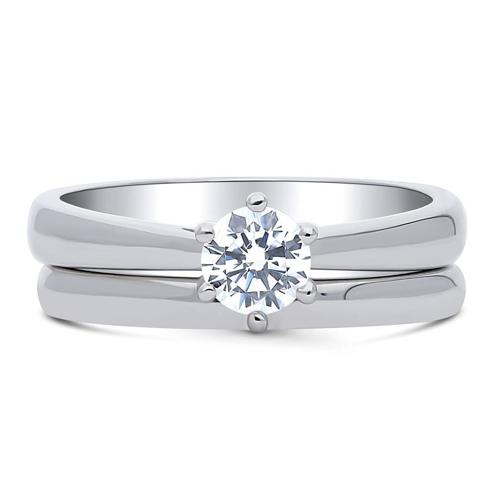 Solitaire 0.45ct CZ Ring Set in Sterling Silver