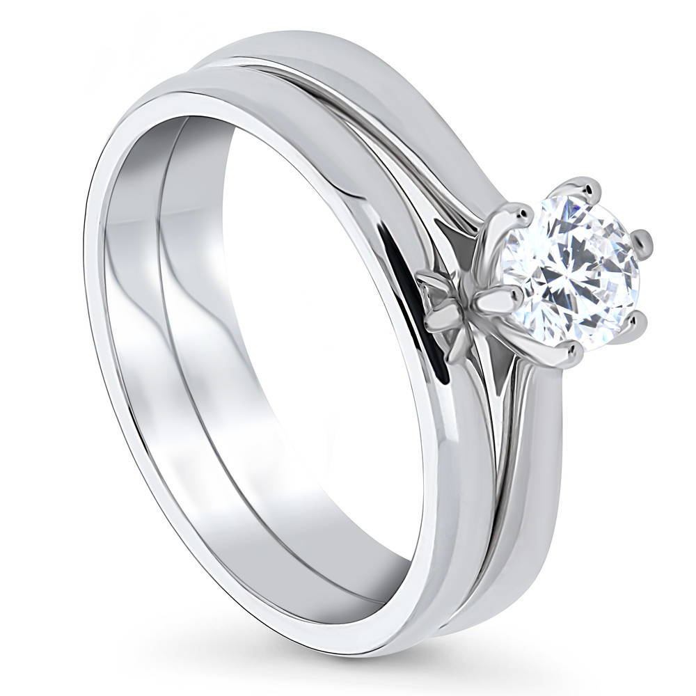 Front view of Solitaire 0.45ct CZ Ring Set in Sterling Silver, 4 of 17
