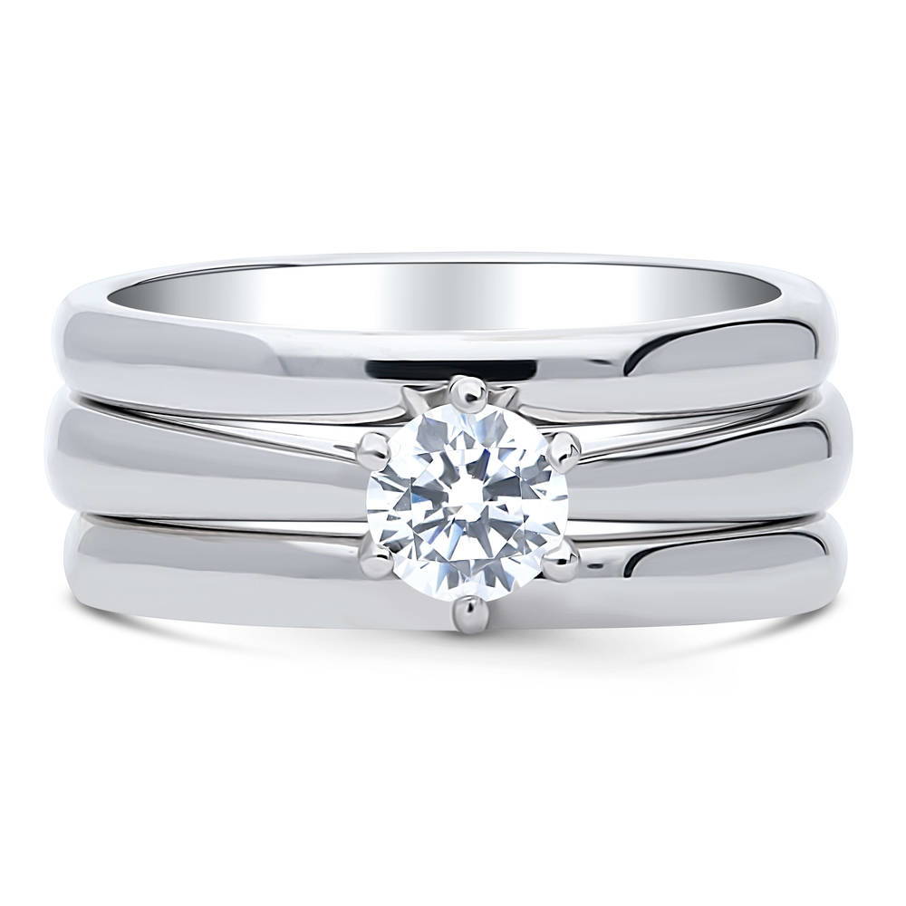 Solitaire 0.45ct CZ Ring Set in Sterling Silver, 1 of 16