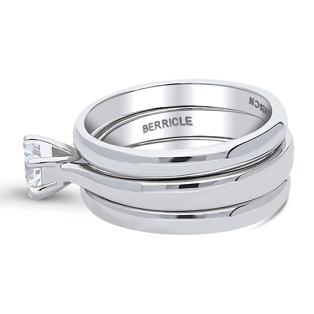 Angle view of Solitaire 0.45ct CZ Ring Set in Sterling Silver, 5 of 16