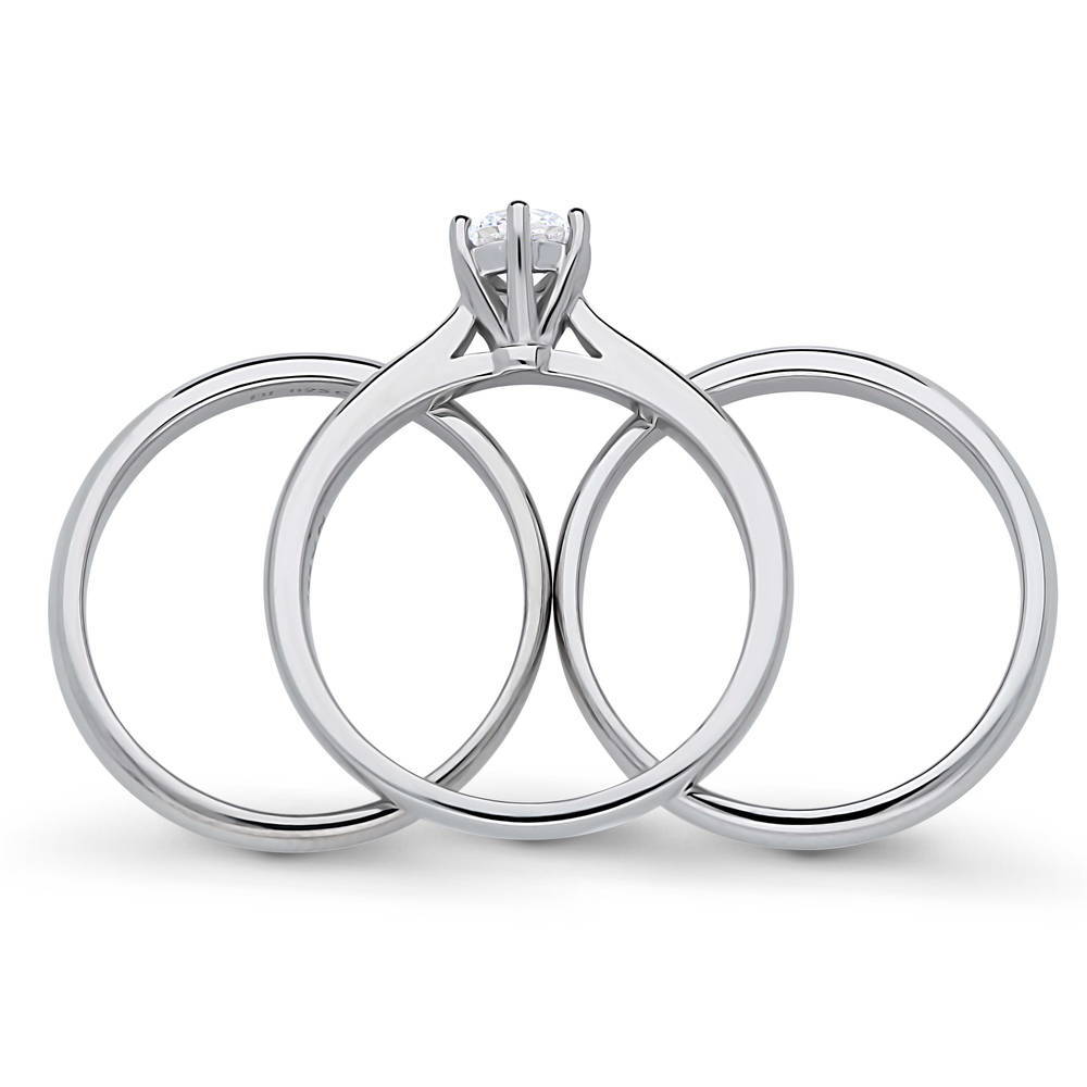 Solitaire 0.45ct CZ Ring Set in Sterling Silver