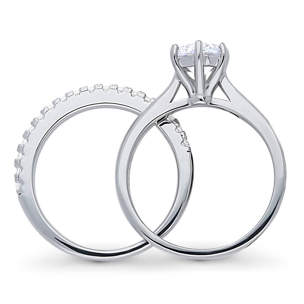 Solitaire 1ct CZ Ring Set in Sterling Silver